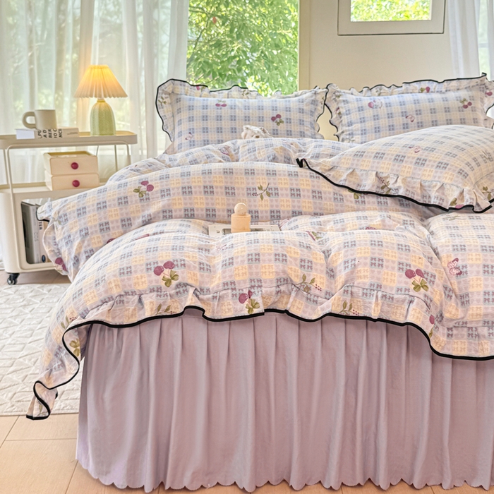 91家纺网 家纺一手货源 找家纺 上尚居 2025新款简约时尚木棉云感皱皱纱四件套 森田园野