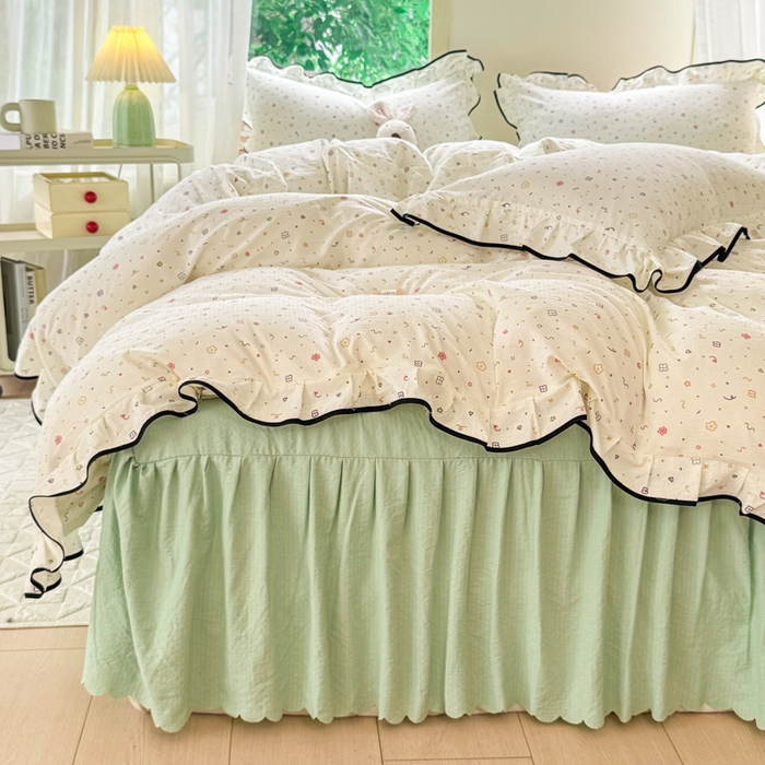 91家纺网 家纺一手货源 找家纺 上尚居 2025新款简约时尚木棉云感皱皱纱四件套 小确幸