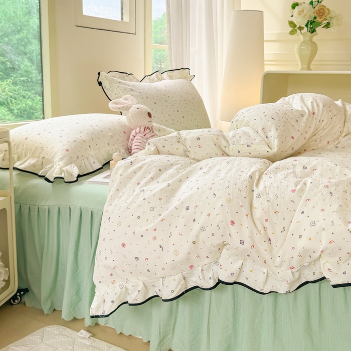 91家纺网 家纺一手货源 找家纺 上尚居 2025新款简约时尚木棉云感皱皱纱四件套 小确幸