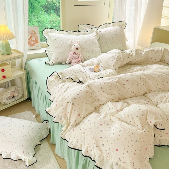 91家纺网 家纺一手货源 找家纺 上尚居 2025新款简约时尚木棉云感皱皱纱四件套 小确幸