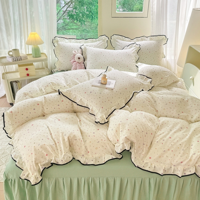 91家纺网 家纺一手货源 找家纺 上尚居 2025新款简约时尚木棉云感皱皱纱四件套 小确幸