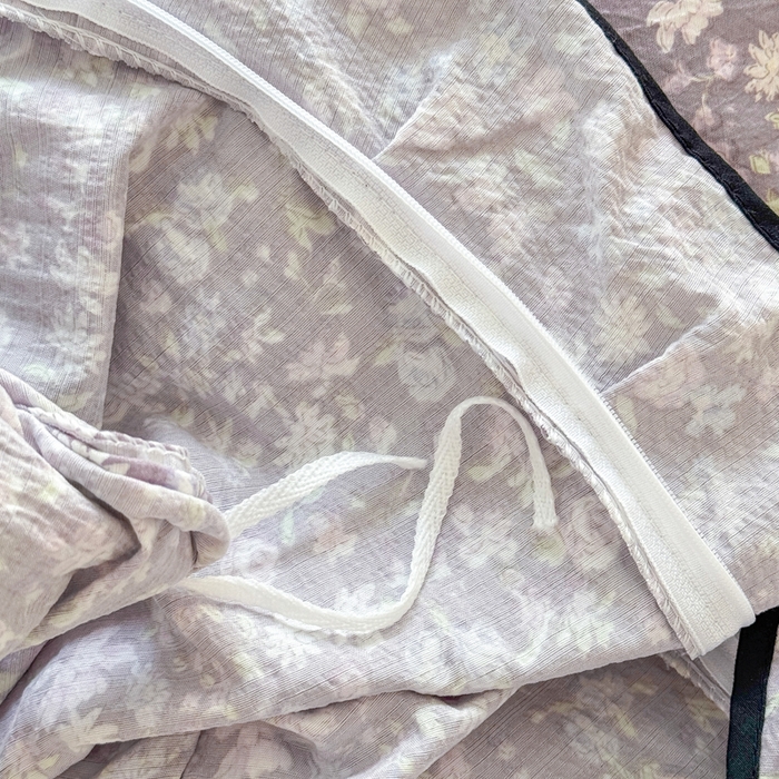 91家纺网 家纺一手货源 找家纺 上尚居 2025新款简约时尚木棉云感皱皱纱四件套 紫萱