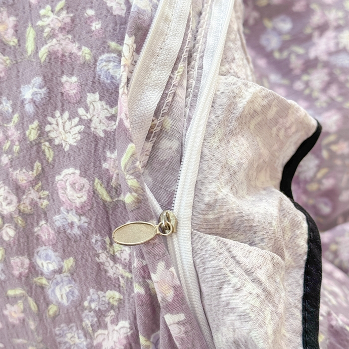 91家纺网 家纺一手货源 找家纺 上尚居 2025新款简约时尚木棉云感皱皱纱四件套 紫萱