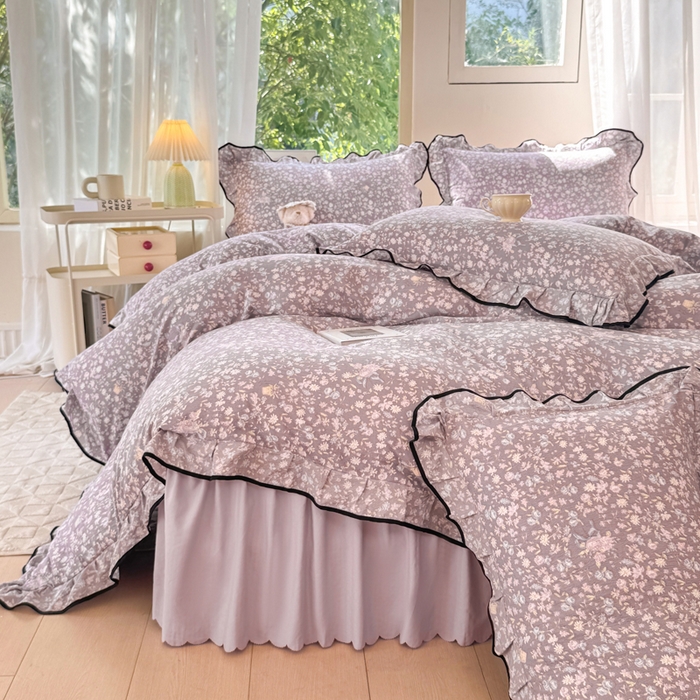 91家纺网 家纺一手货源 找家纺 （总）上尚居 2025新款简约时尚木棉云感皱皱纱四件套