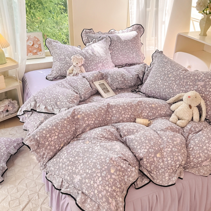 91家纺网 家纺一手货源 找家纺 （总）上尚居 2025新款简约时尚木棉云感皱皱纱四件套