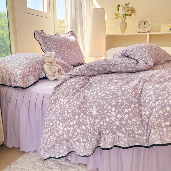 91家纺网 家纺一手货源 找家纺 （总）上尚居 2025新款简约时尚木棉云感皱皱纱四件套