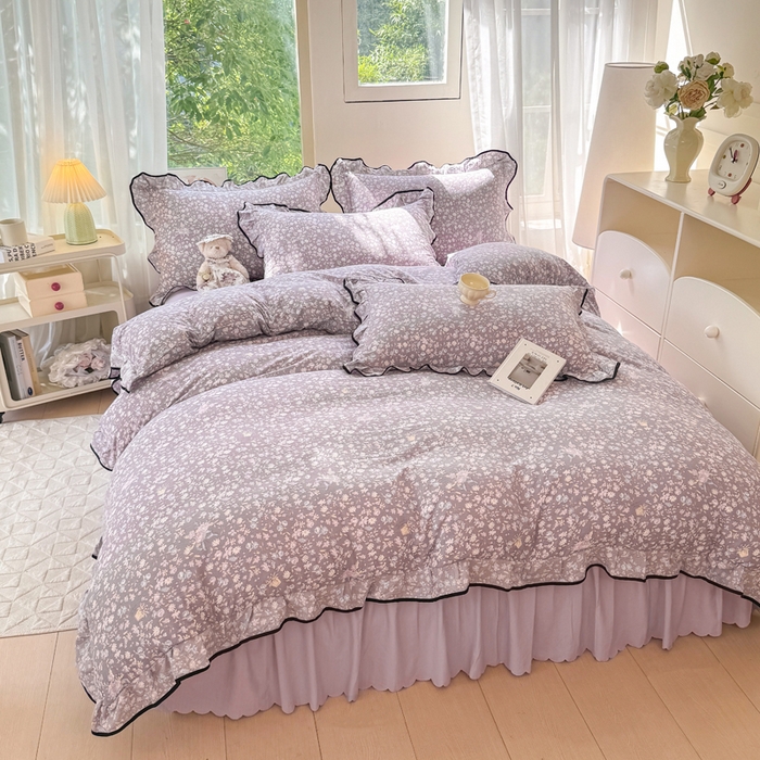 91家纺网 家纺一手货源 找家纺 （总）上尚居 2025新款简约时尚木棉云感皱皱纱四件套