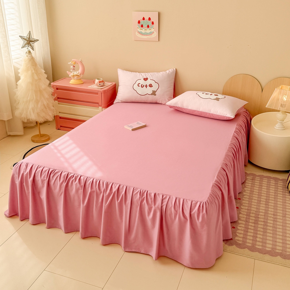 91家纺网 家纺一手货源 找家纺 （总）玉元坊 2025春夏新款单品纯色床裙单床裙床裙单件