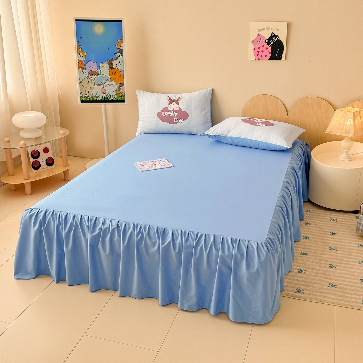 91家纺网 家纺一手货源 找家纺 （总）玉元坊 2025春夏新款单品纯色床裙单床裙床裙单件