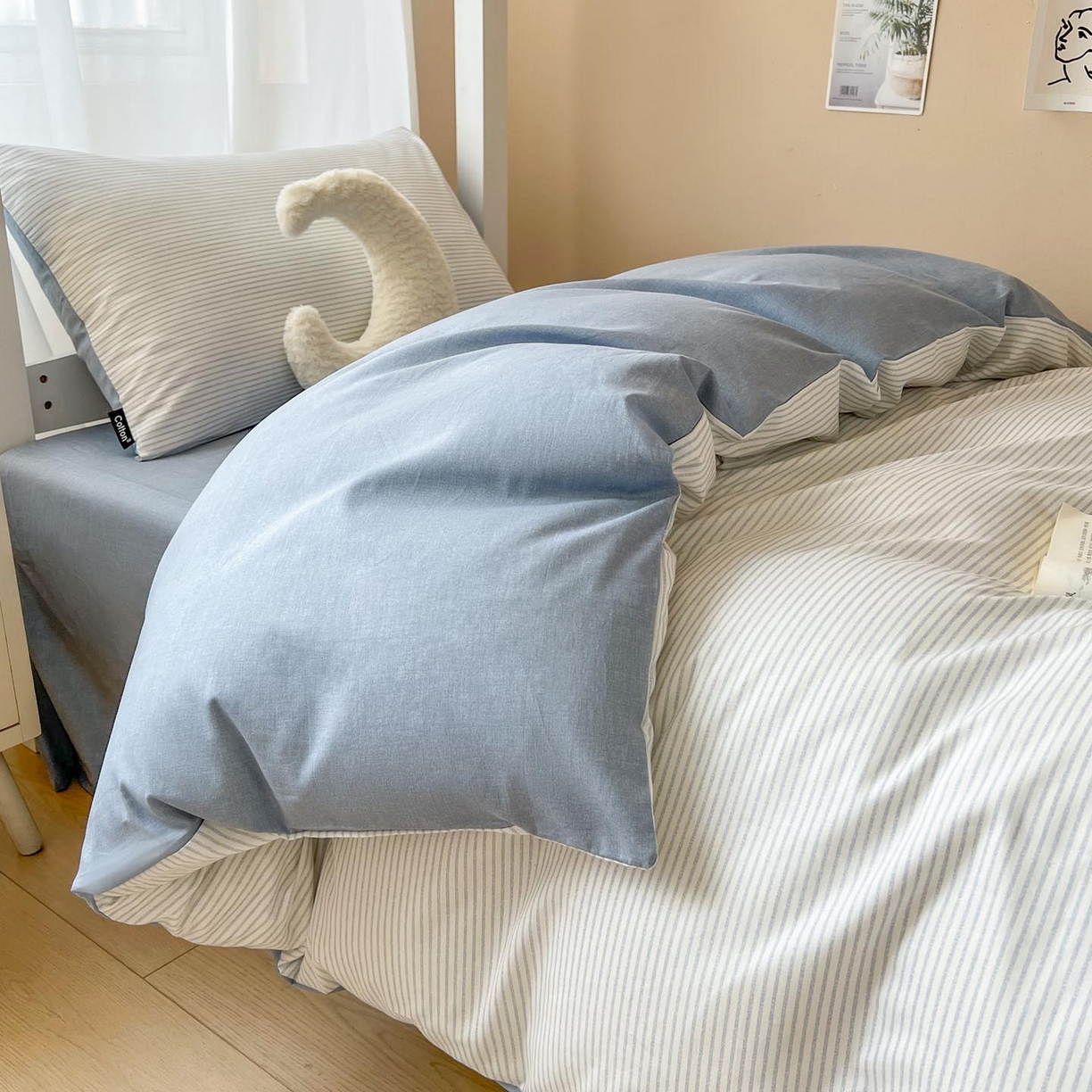 91家纺网 家纺一手货源 找家纺 （总）涵宸2025新款全棉宿舍学生款三件套四件套