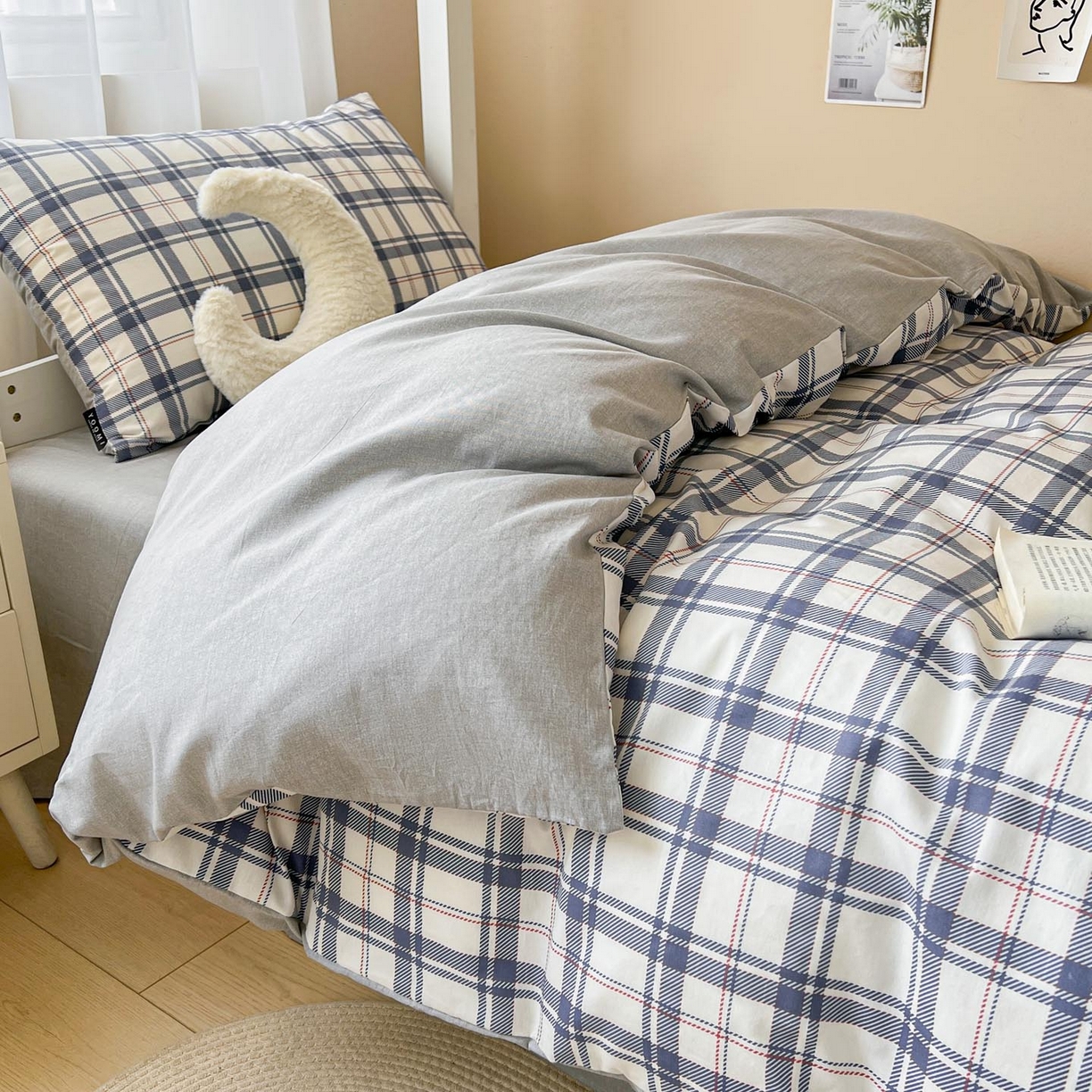 91家纺网 家纺一手货源 找家纺 （总）涵宸2025新款全棉宿舍学生款三件套四件套