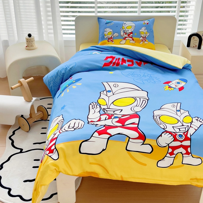 91家纺网 家纺一手货源 找家纺 吉咪兔家纺 2025新款正版奥特曼全棉纯棉幼儿园三件套儿童被褥六件套宝宝午睡入园婴儿床上用品 光之艾斯