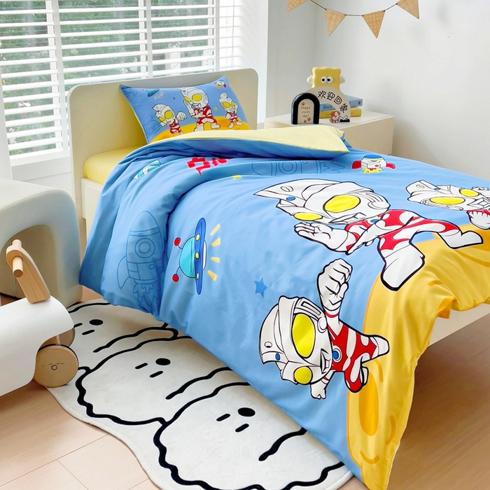 91家纺网 家纺一手货源 找家纺 吉咪兔家纺 2025新款正版奥特曼全棉纯棉幼儿园三件套儿童被褥六件套宝宝午睡入园婴儿床上用品 光之艾斯