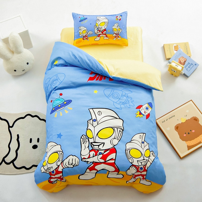 91家纺网 家纺一手货源 找家纺 吉咪兔家纺 2025新款正版奥特曼全棉纯棉幼儿园三件套儿童被褥六件套宝宝午睡入园婴儿床上用品 光之艾斯