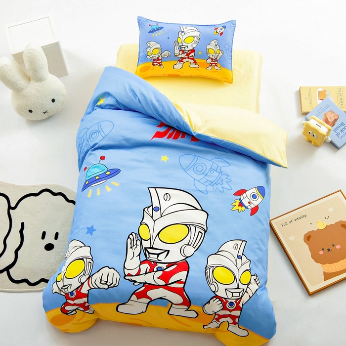 91家纺网 家纺一手货源 找家纺 吉咪兔家纺 2025新款正版奥特曼全棉纯棉幼儿园三件套儿童被褥六件套宝宝午睡入园婴儿床上用品 光之艾斯