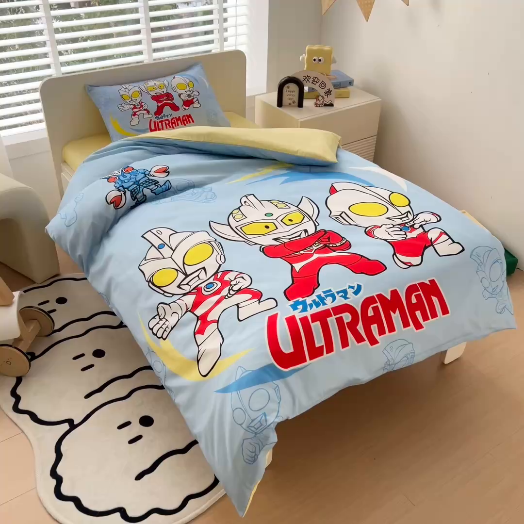 91家纺网 家纺一手货源 找家纺 吉咪兔家纺 2025新款正版奥特曼全棉纯棉幼儿园三件套儿童被褥六件套宝宝午睡入园婴儿床上用品 三大光奥