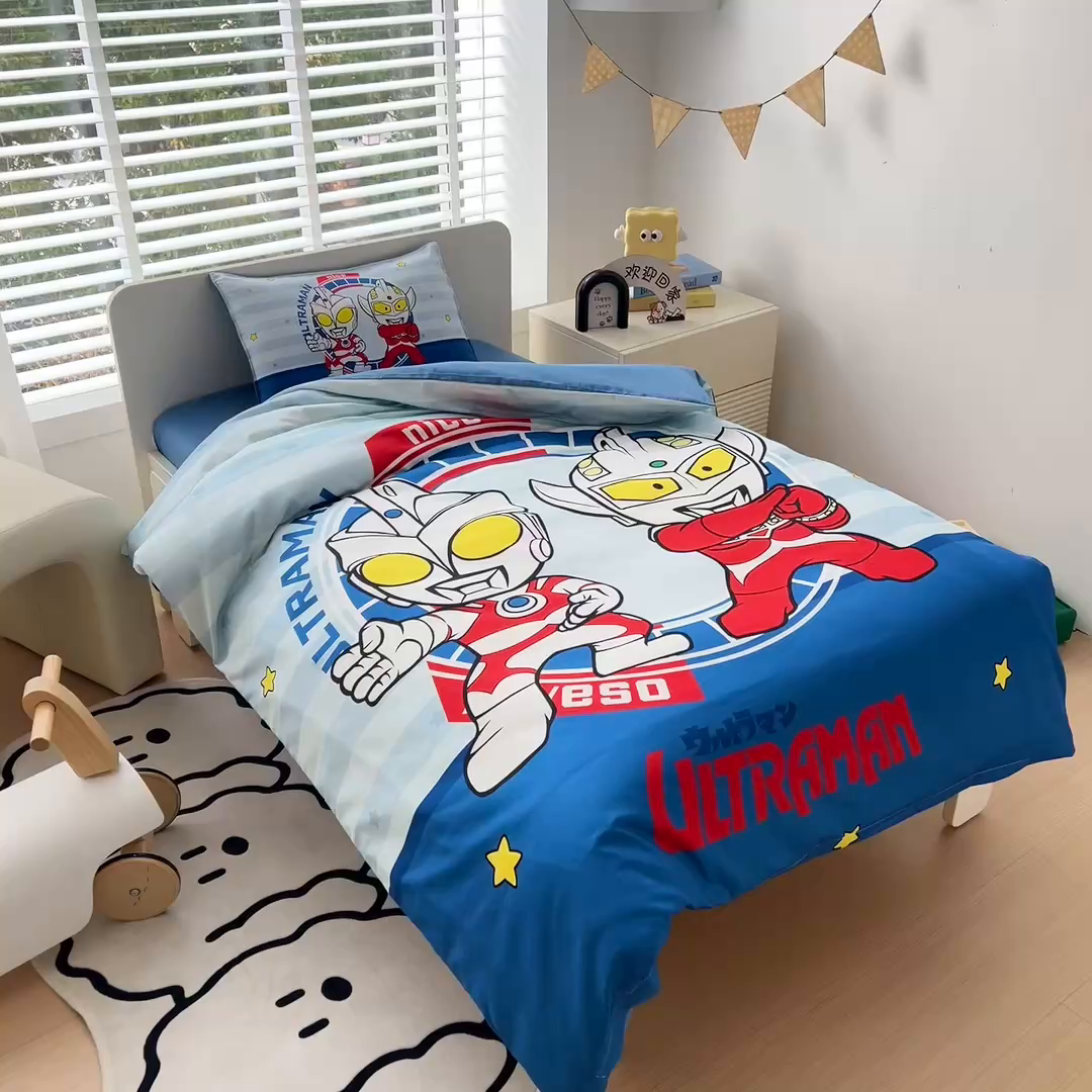 91家纺网 家纺一手货源 找家纺 吉咪兔家纺 2025新款正版奥特曼全棉纯棉幼儿园三件套儿童被褥六件套宝宝午睡入园婴儿床上用品 泰罗艾斯