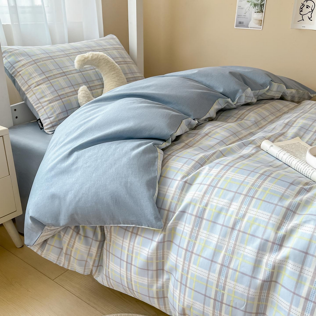 91家纺网 家纺一手货源 找家纺 （总）涵宸2025新款全棉宿舍学生款三件套四件套