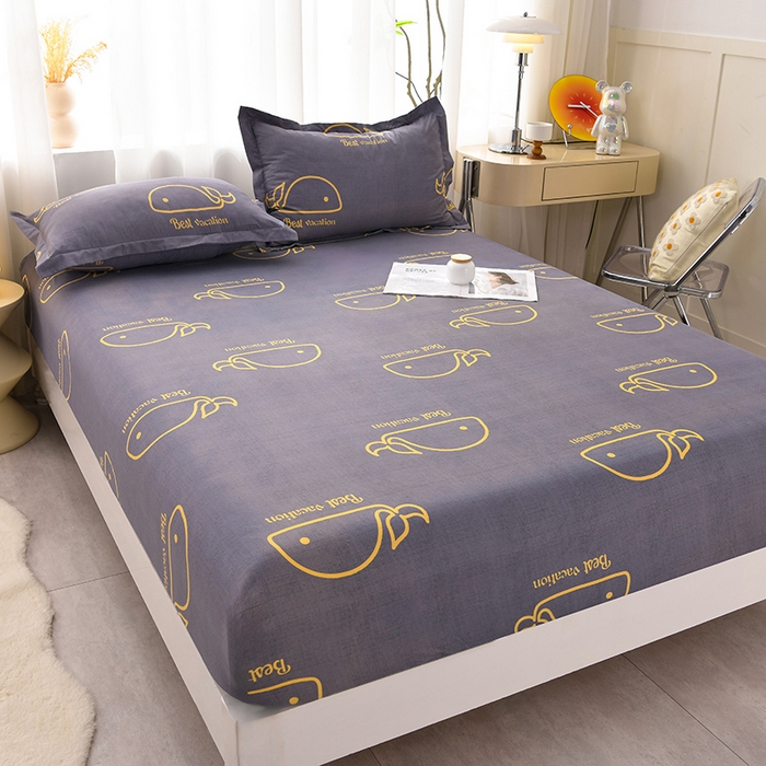 91家纺网 家纺一手货源 找家纺 圣楚家纺 2025新款清新水洗床笠 鲸鱼