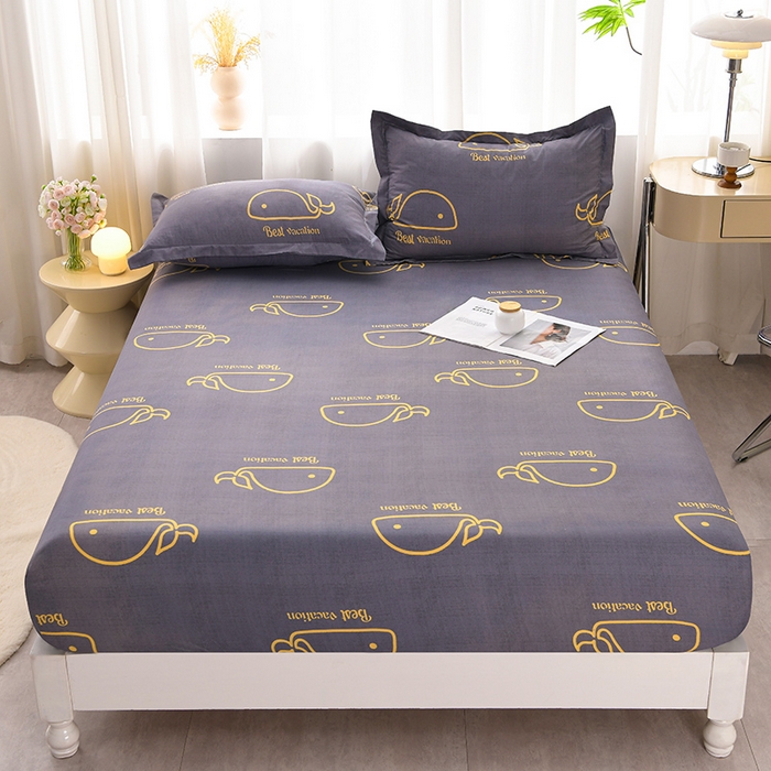 91家纺网 家纺一手货源 找家纺 圣楚家纺 2025新款清新水洗床笠 鲸鱼