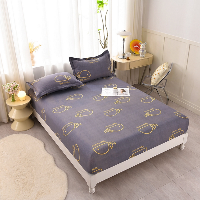 91家纺网 家纺一手货源 找家纺 圣楚家纺 2025新款清新水洗床笠 鲸鱼