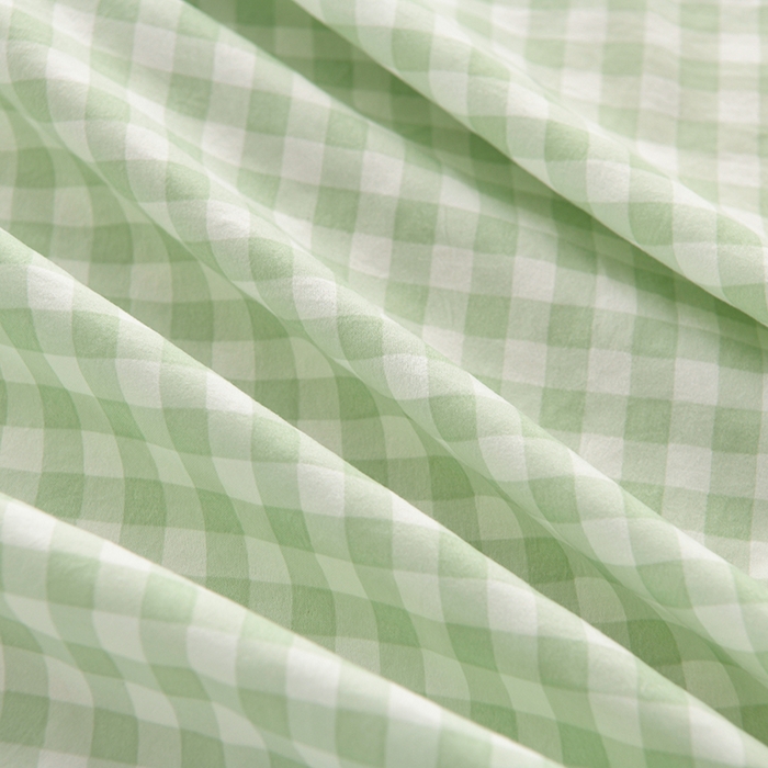 91家纺网 家纺一手货源 找家纺 圣楚家纺 2025新款清新水洗床笠 绿小格