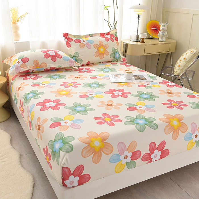 91家纺网 家纺一手货源 找家纺 圣楚家纺 2025新款清新水洗床笠 盛夏