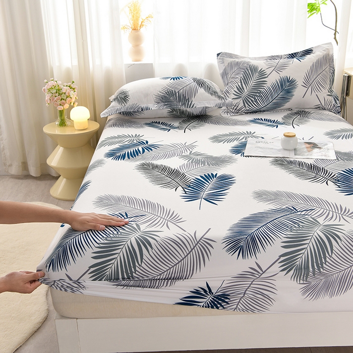 圣楚家纺 2025新款清新水洗床笠 素叶