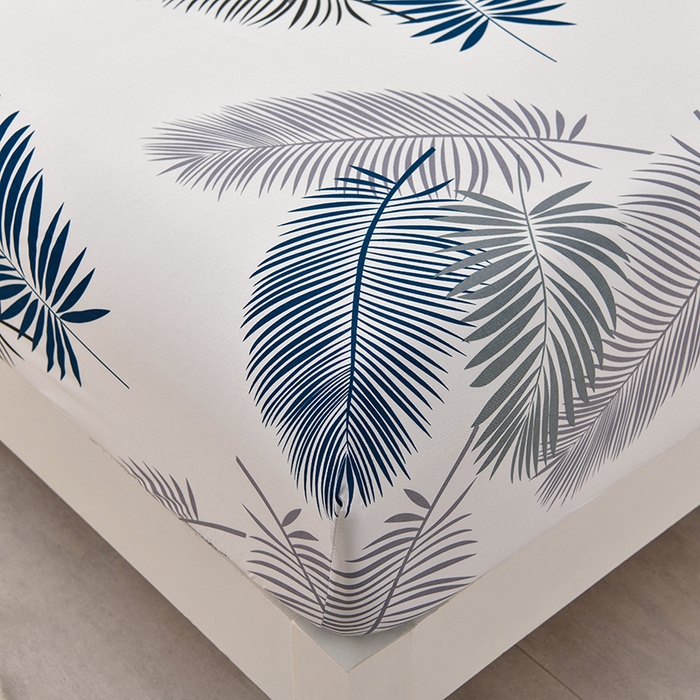 91家纺网 家纺一手货源 找家纺 圣楚家纺 2025新款清新水洗床笠 素叶