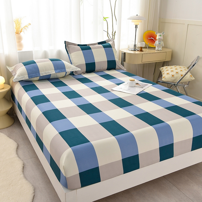 91家纺网 家纺一手货源 找家纺 圣楚家纺 2025新款清新水洗床笠 幽兰