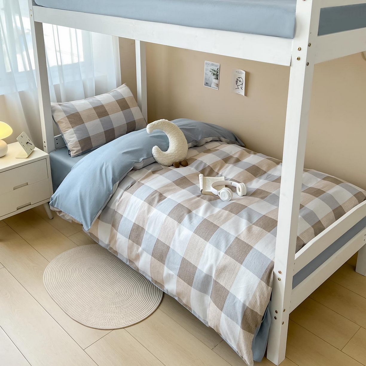 91家纺网 家纺一手货源 找家纺 涵宸2025新款全棉宿舍学生款三件套四件套 格律-兰