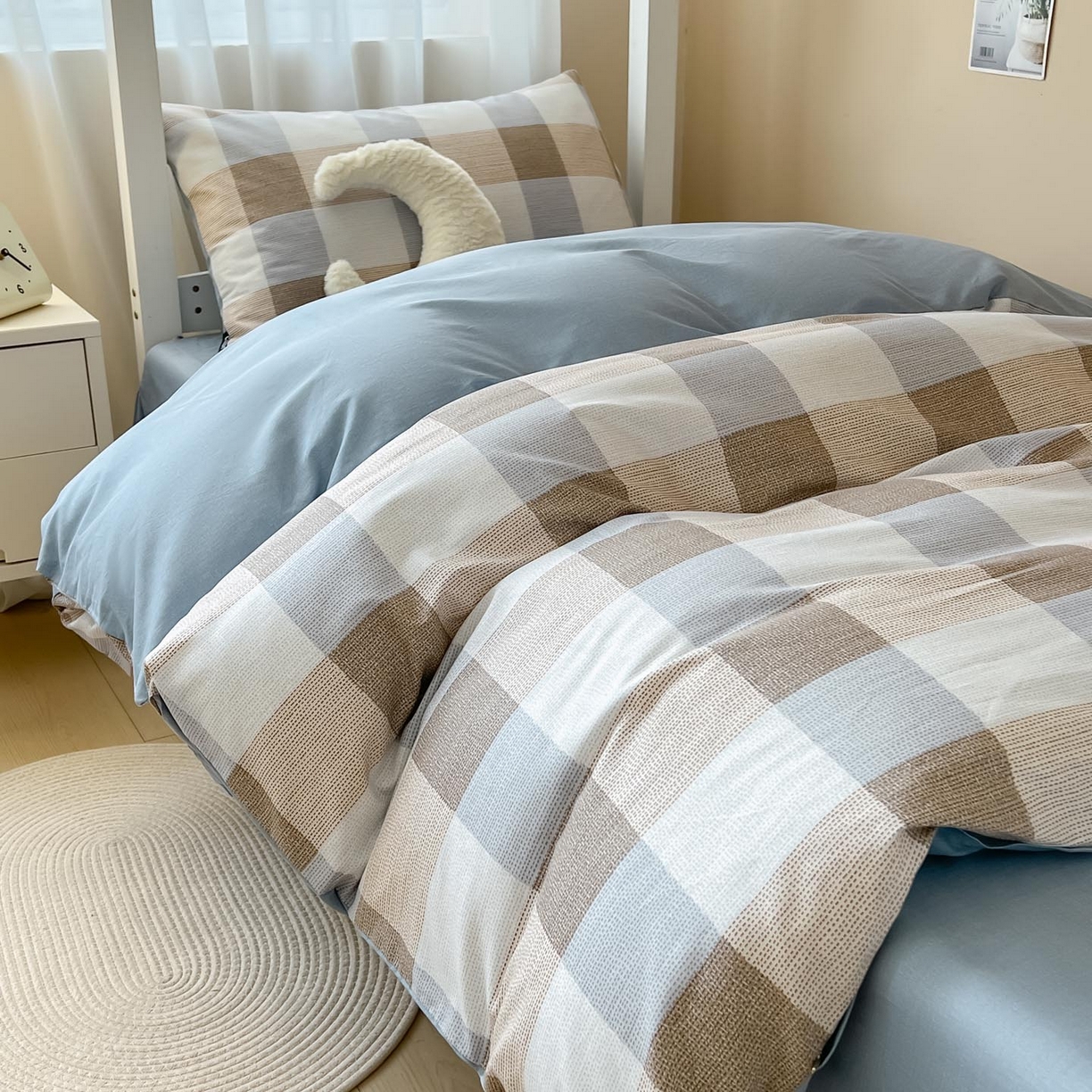 91家纺网 家纺一手货源 找家纺 涵宸2025新款全棉宿舍学生款三件套四件套 格律-兰