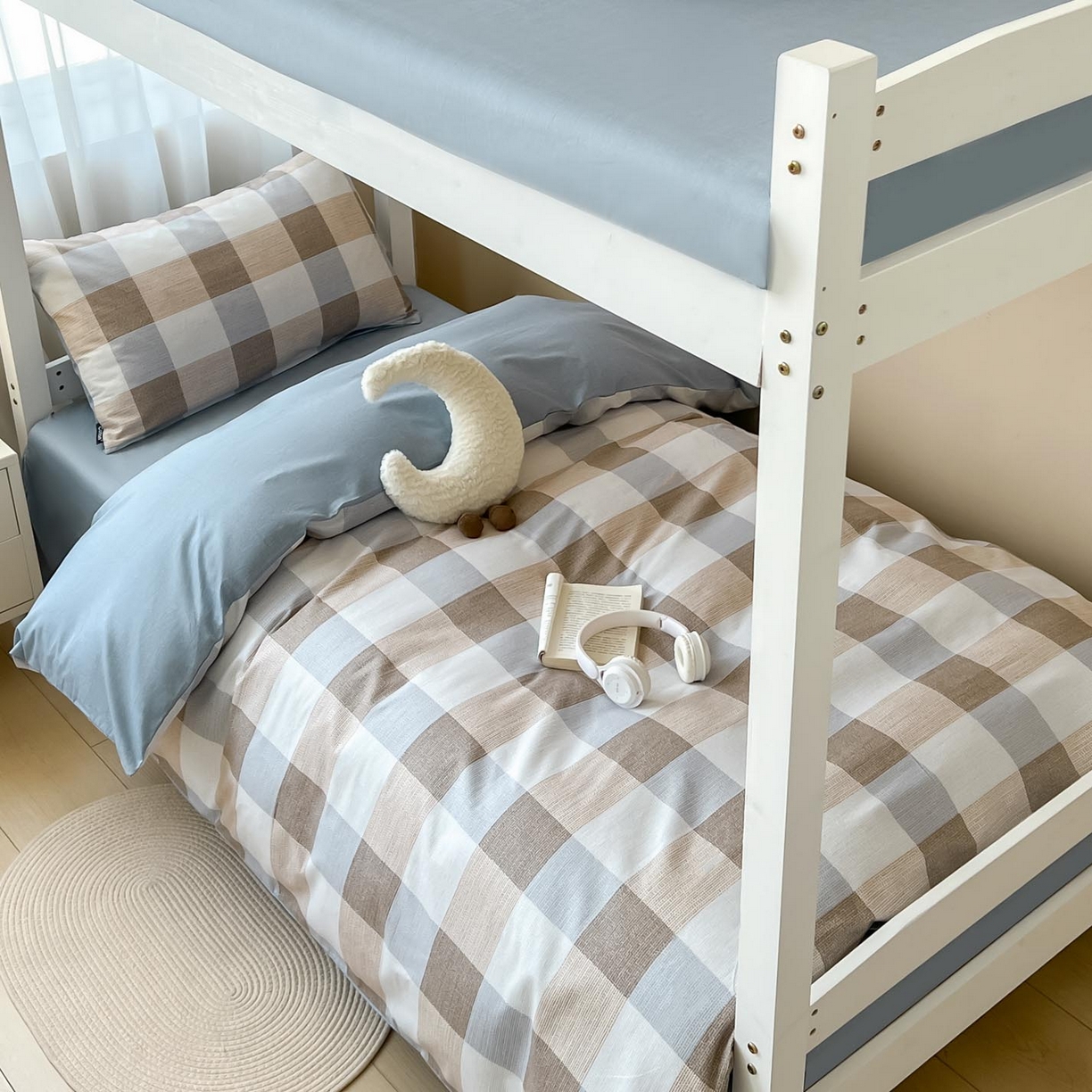 91家纺网 家纺一手货源 找家纺 涵宸2025新款全棉宿舍学生款三件套四件套 格律-兰