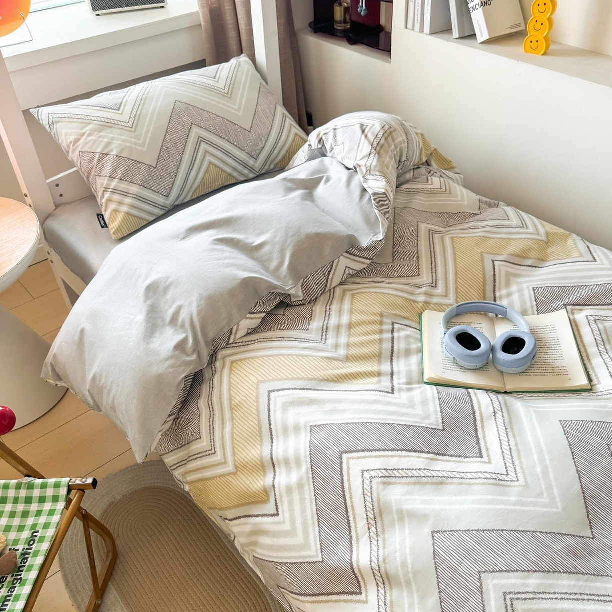 91家纺网 家纺一手货源 找家纺 涵宸2025新款全棉宿舍学生款三件套四件套 格韵