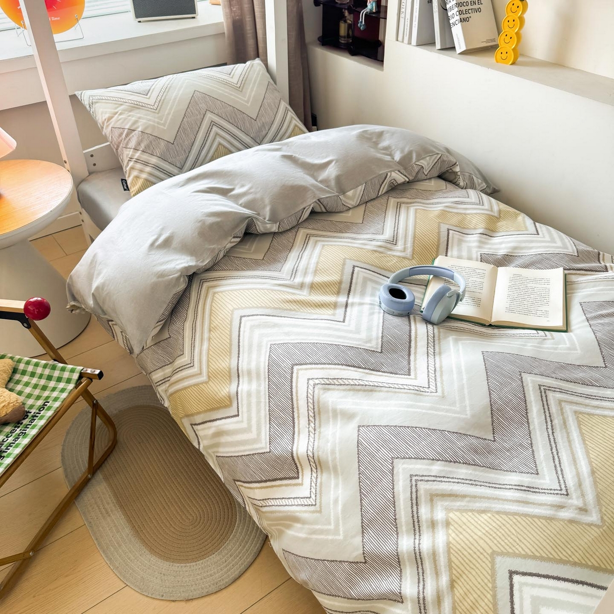 91家纺网 家纺一手货源 找家纺 涵宸2025新款全棉宿舍学生款三件套四件套 格韵