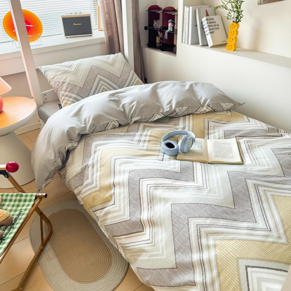 91家纺网 家纺一手货源 找家纺 涵宸2025新款全棉宿舍学生款三件套四件套 格韵