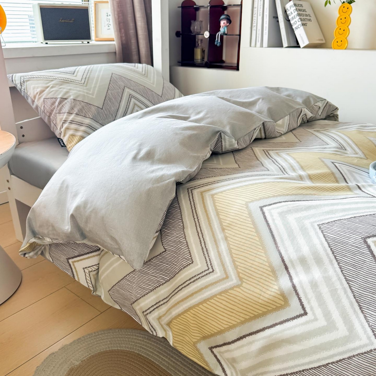 91家纺网 家纺一手货源 找家纺 涵宸2025新款全棉宿舍学生款三件套四件套 格韵