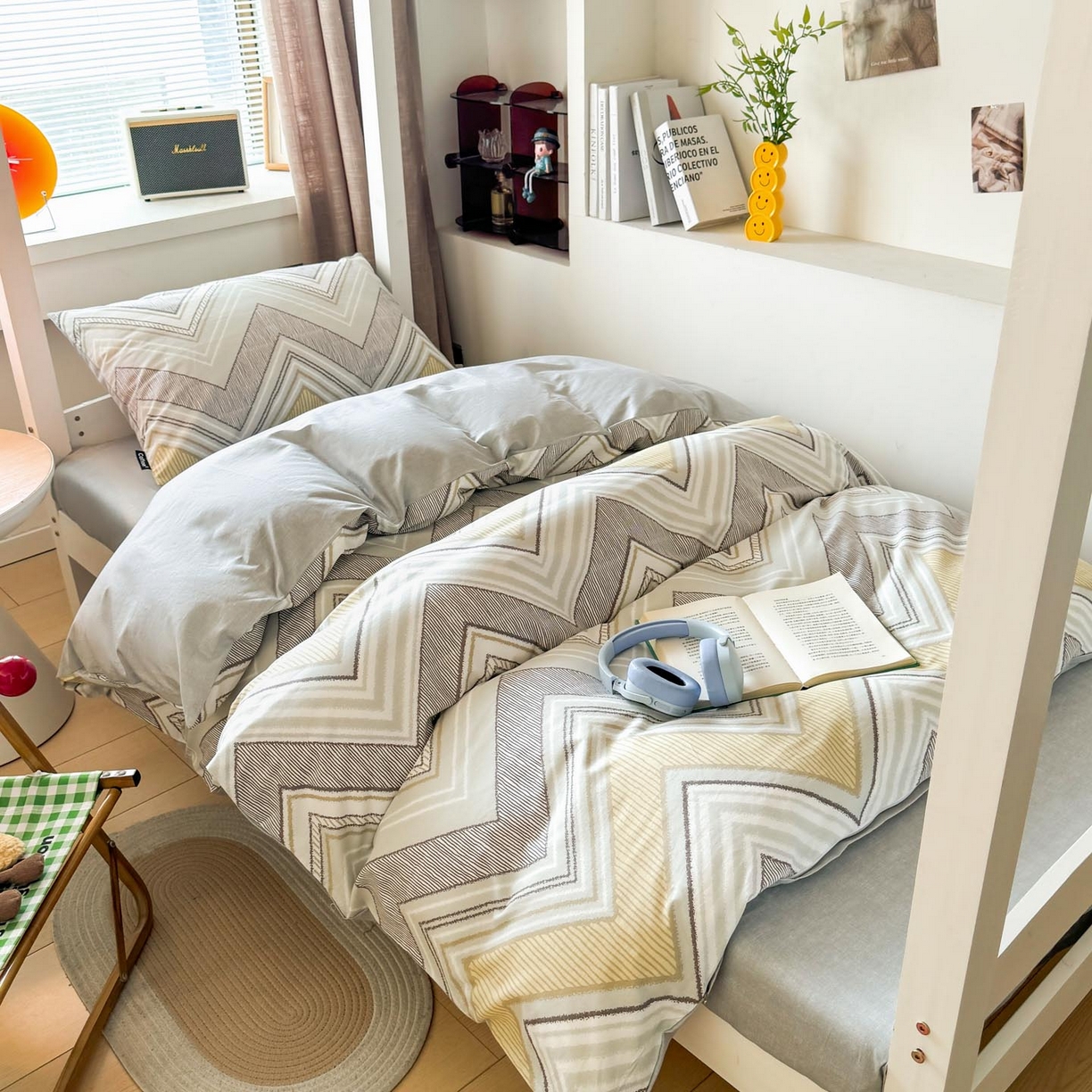 91家纺网 家纺一手货源 找家纺 涵宸2025新款全棉宿舍学生款三件套四件套 格韵