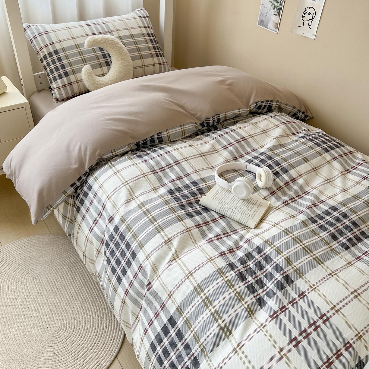 91家纺网 家纺一手货源 找家纺 涵宸2025新款全棉宿舍学生款三件套四件套 琥珀