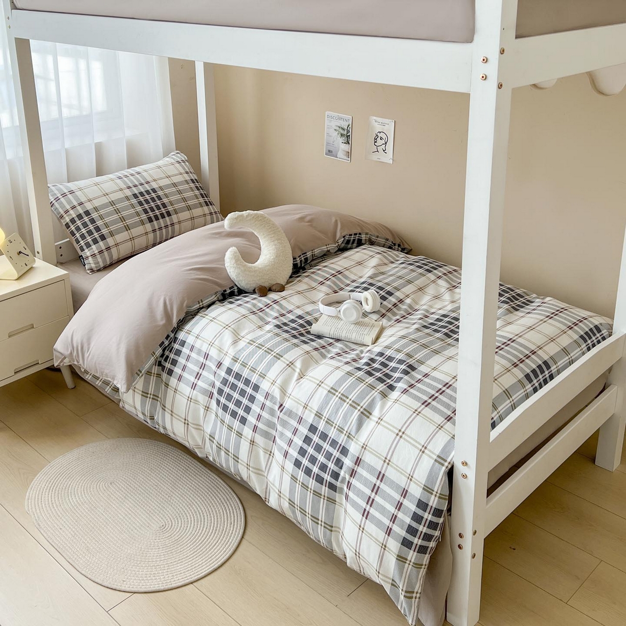 91家纺网 家纺一手货源 找家纺 涵宸2025新款全棉宿舍学生款三件套四件套 琥珀