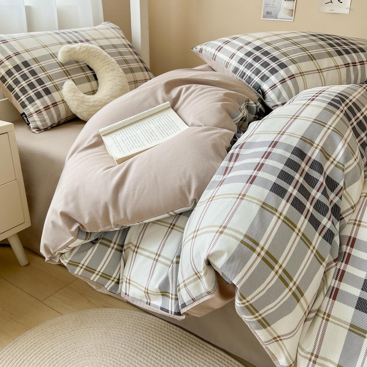 91家纺网 家纺一手货源 找家纺 涵宸2025新款全棉宿舍学生款三件套四件套 琥珀