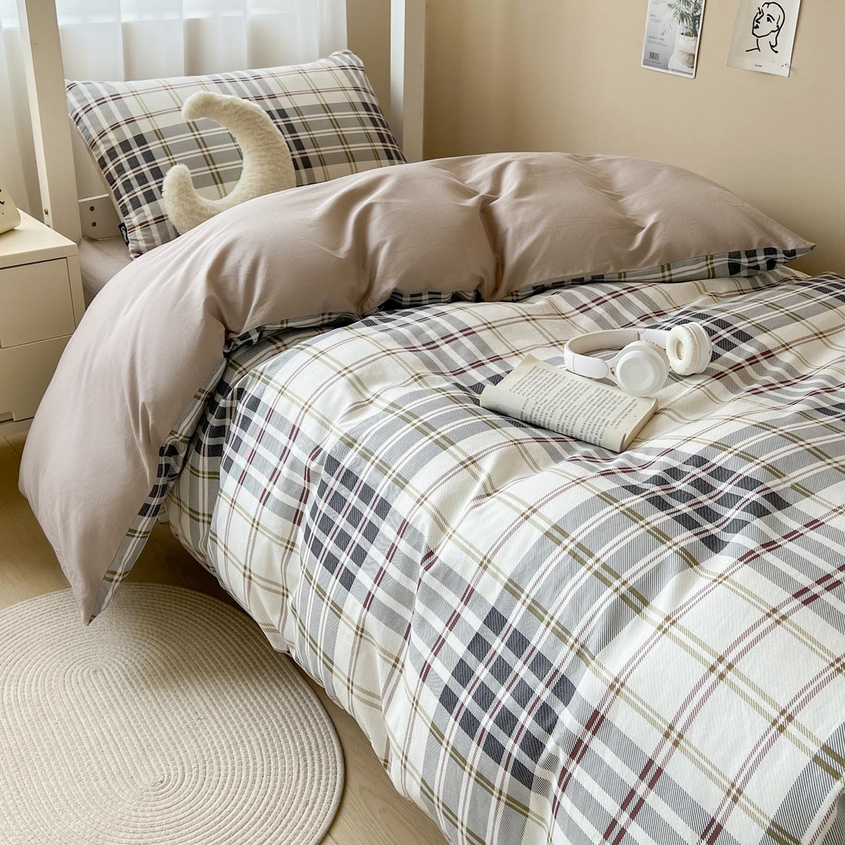 91家纺网 家纺一手货源 找家纺 涵宸2025新款全棉宿舍学生款三件套四件套 琥珀