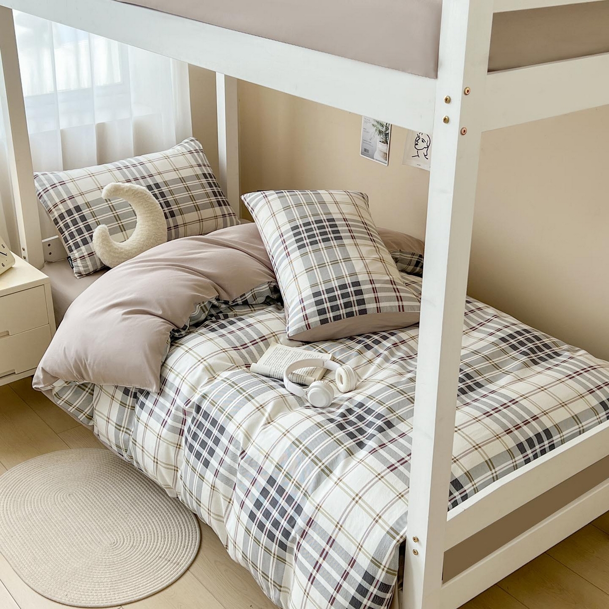 91家纺网 家纺一手货源 找家纺 涵宸2025新款全棉宿舍学生款三件套四件套 琥珀