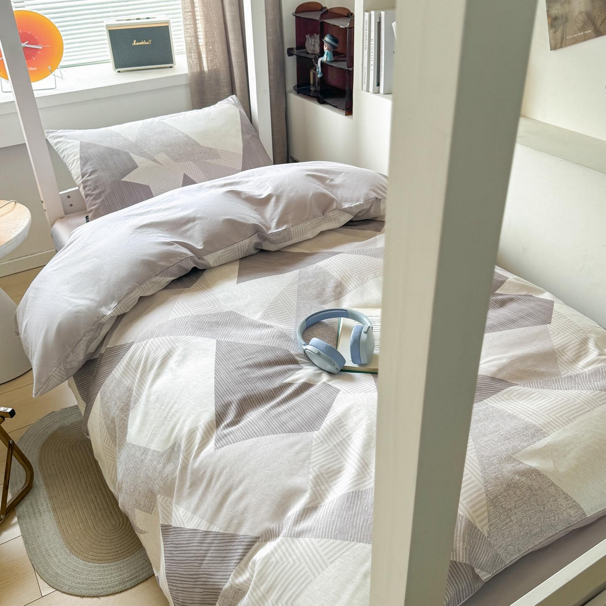 91家纺网 家纺一手货源 找家纺 涵宸2025新款全棉宿舍学生款三件套四件套 几何幻境