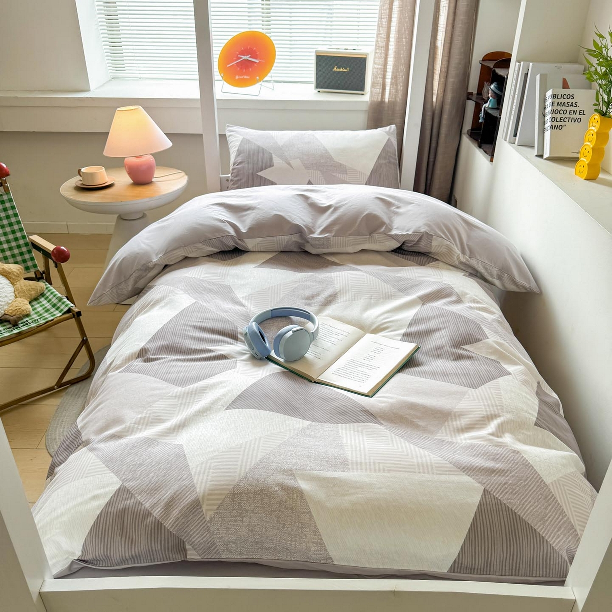 91家纺网 家纺一手货源 找家纺 涵宸2025新款全棉宿舍学生款三件套四件套 几何幻境