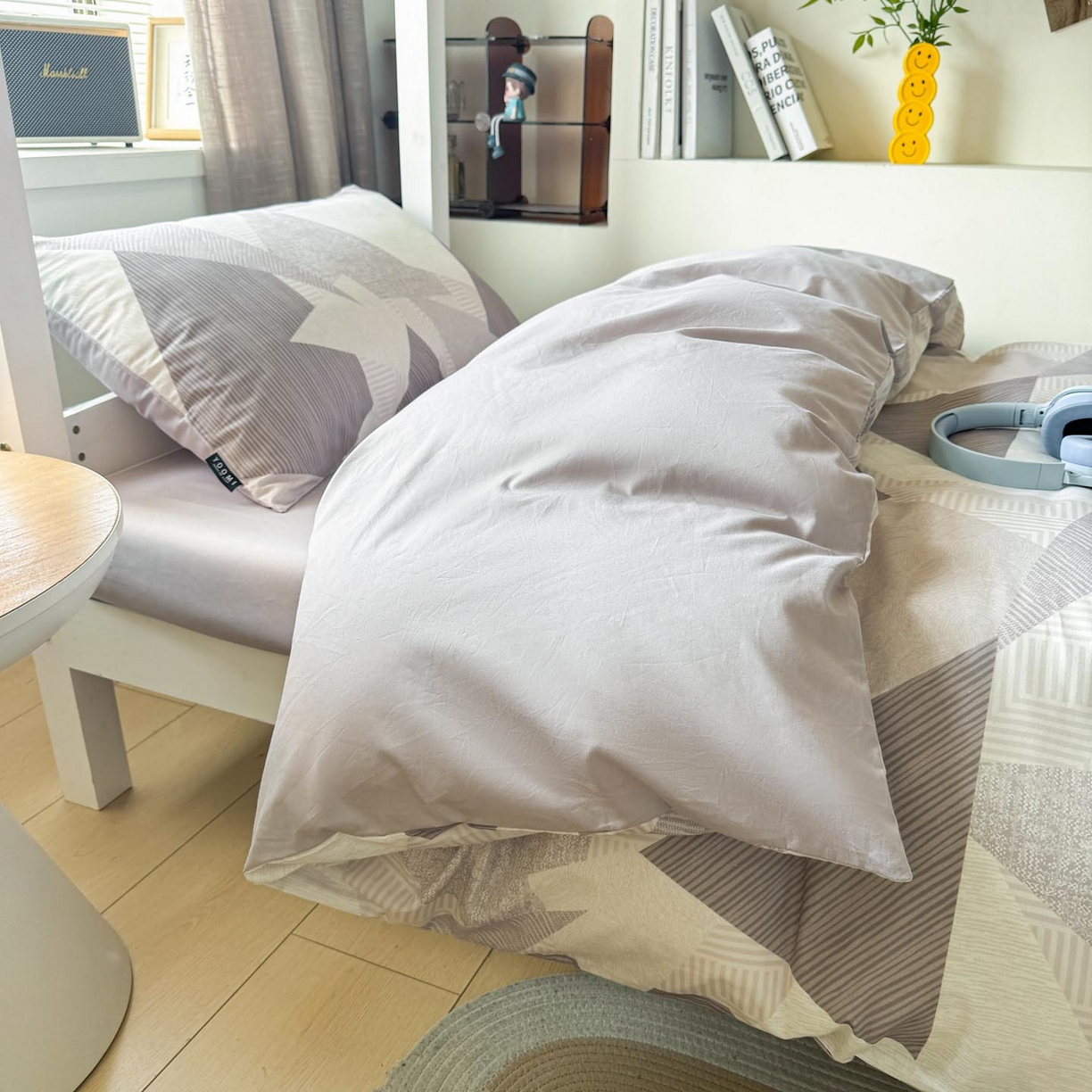 91家纺网 家纺一手货源 找家纺 涵宸2025新款全棉宿舍学生款三件套四件套 几何幻境