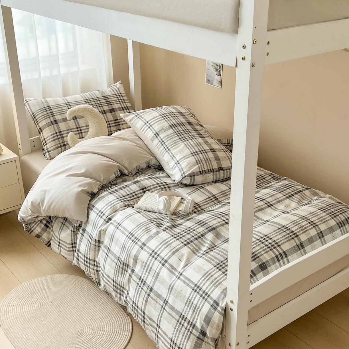 91家纺网 家纺一手货源 找家纺 涵宸2025新款全棉宿舍学生款三件套四件套 郎格