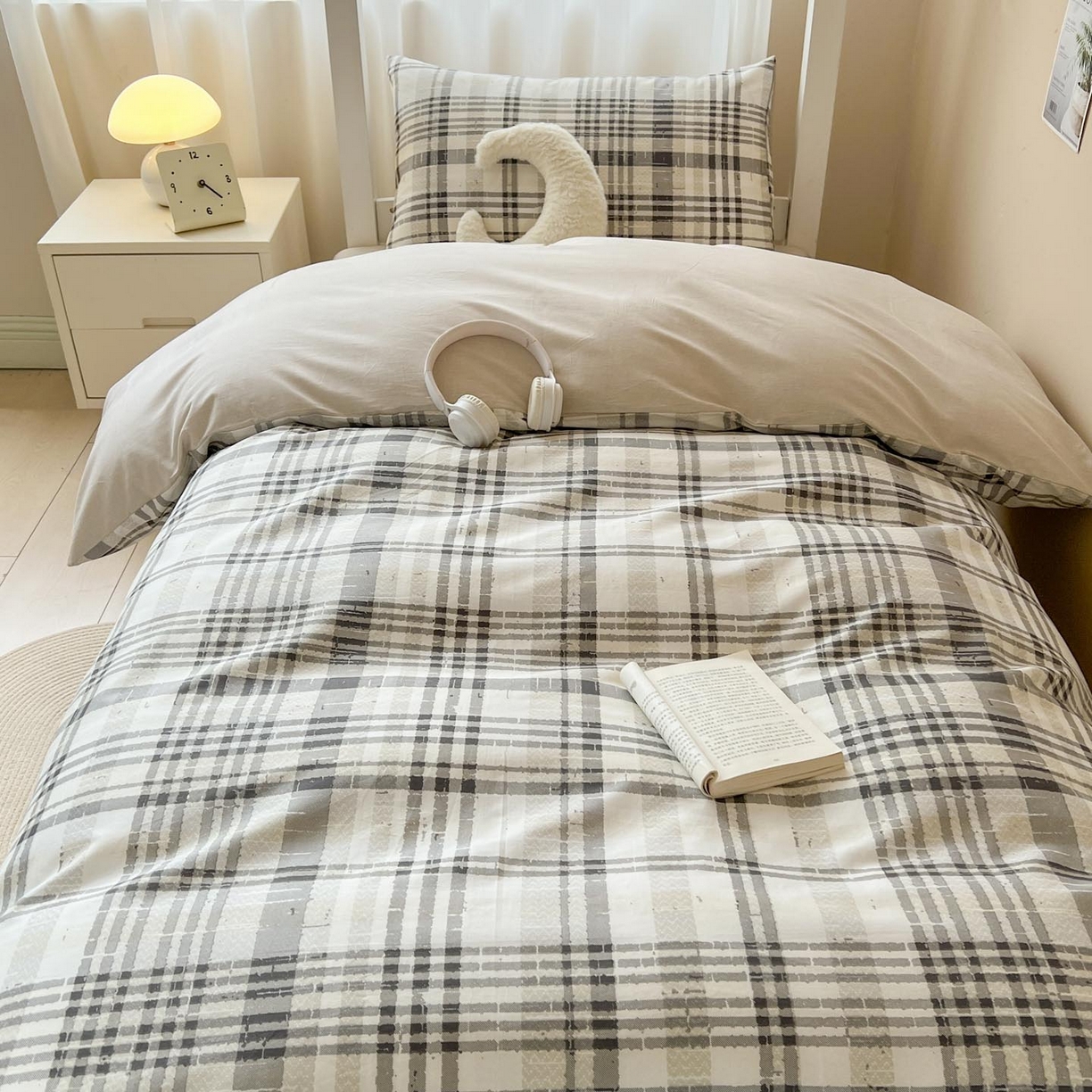 91家纺网 家纺一手货源 找家纺 涵宸2025新款全棉宿舍学生款三件套四件套 郎格