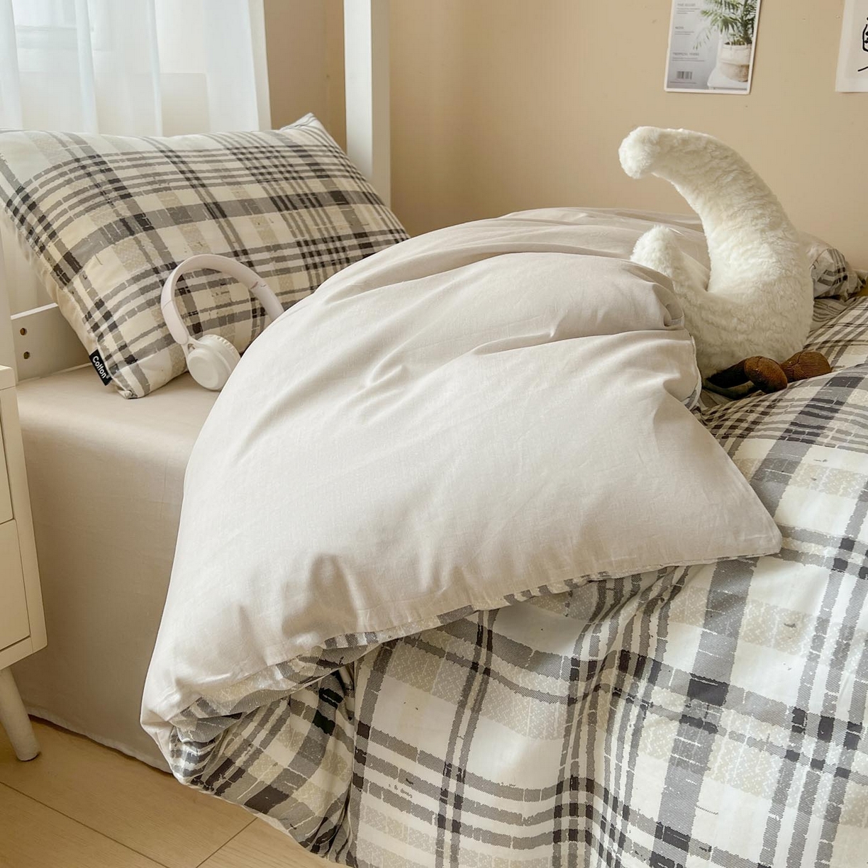 91家纺网 家纺一手货源 找家纺 涵宸2025新款全棉宿舍学生款三件套四件套 郎格