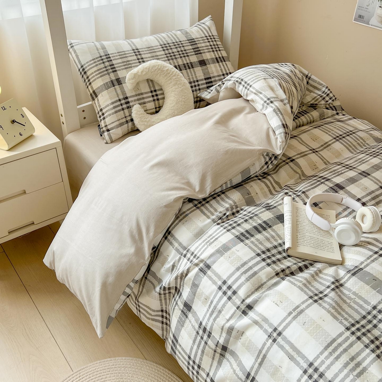 91家纺网 家纺一手货源 找家纺 涵宸2025新款全棉宿舍学生款三件套四件套 郎格